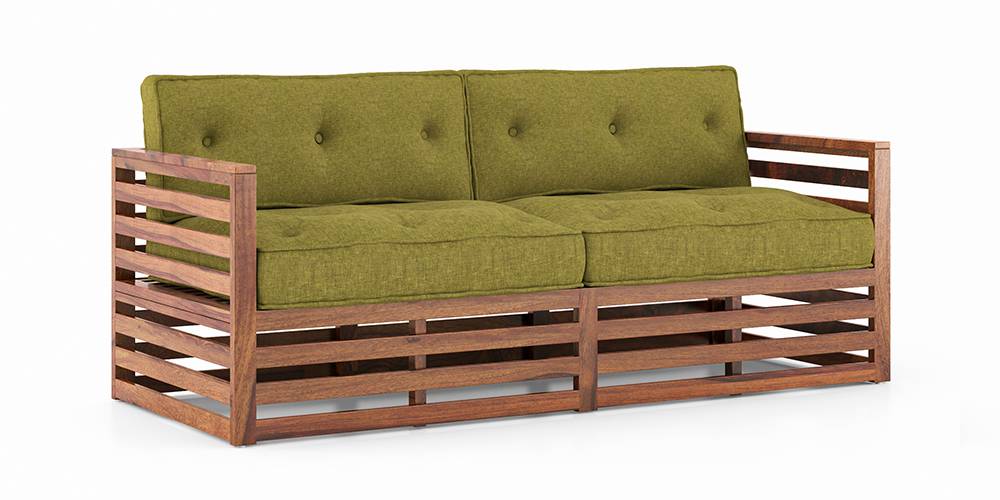 Raymond Wooden Sofa - Teak Finish (Green Olivia)